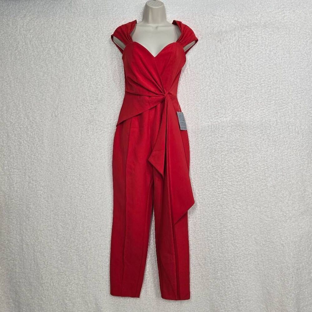 Lavish Alice Red  Off The Shoulder Tailored Jumpsuit Size 2